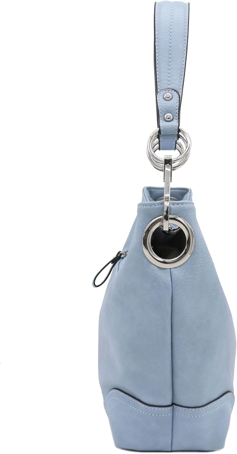 Alyssa Hobo Shoulder Bag with Big Snap Hook Hardware - Image 3